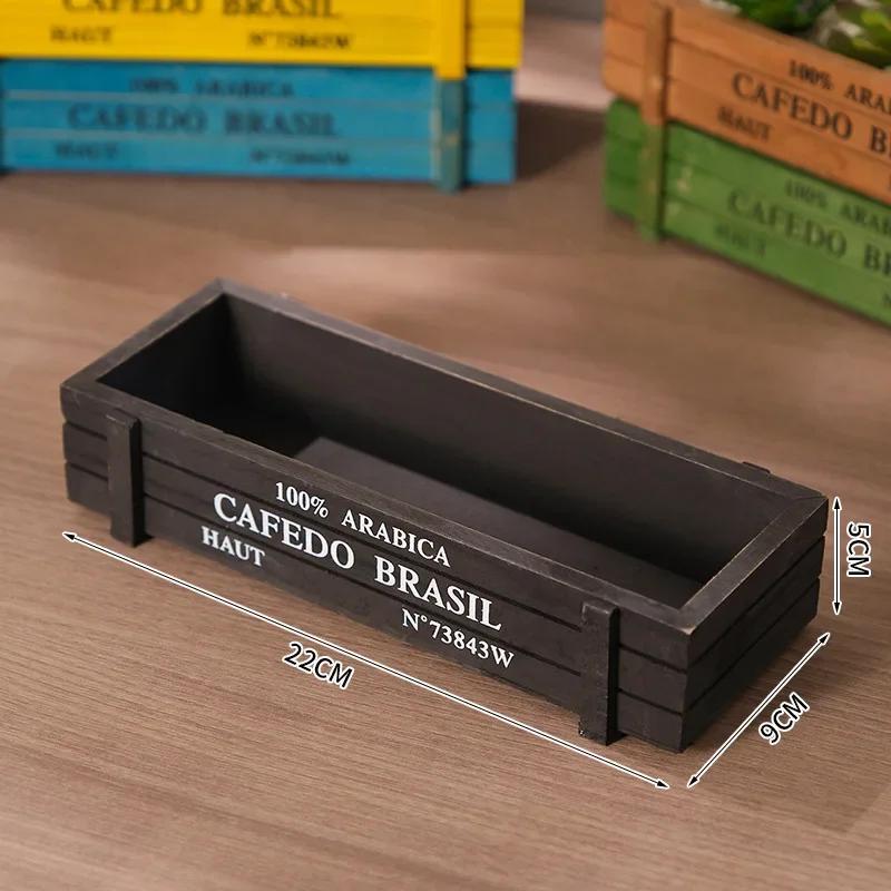 Retro Garden Plant Pot Vintage Wooden Storage Box for Sundries Stationery Pen Box Succulents Flower Pots Balcony Home Decoration