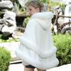 Womens Oversized Faux Fur Shawl Cape With Thick Collar Warm Winter Outerwear