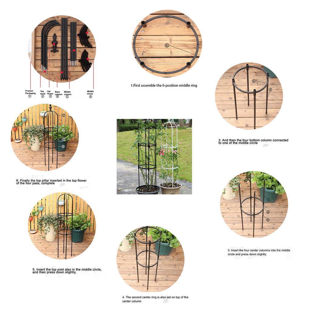 Climbing Plant Tower Stainless Steel Metal Plant Support Climbing Vine Tower for Garden Roses Tomatoes Black