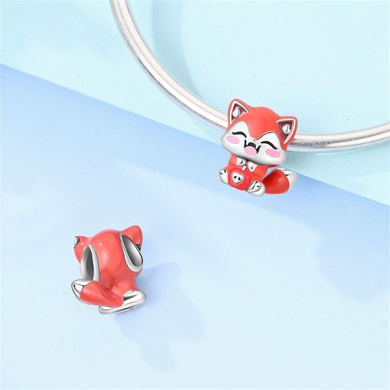 New 925 Silver Lucky Zoo Cat Dog Rabbit Fox Charms Bead For Women Fit Bracelet DIY Birthday Party Jewelry Gift