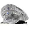 Cappello da Capitano con Paillettes Cappello da Marinaio di Cristallo per Feste Disco House Cocktail Vacanze Scintillante di Cristallo per Comico Attore
