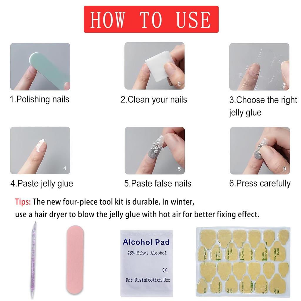 24Pcs Halloween Black Glitter French Press On Toenails White Ghost Fake Toe Nails Short Square Glossy Cute Ghost Full Cover Acrylic Stick On Toenails