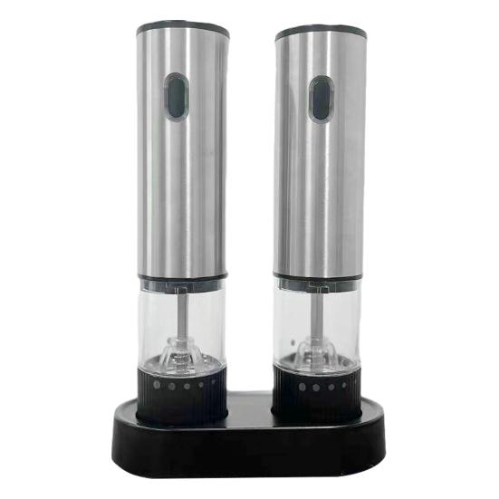 Elektrisches Salz- und Pfeffermühlen-Set mit LED-Licht, einstellbarer Mahlgrad, Salzmühle, wiederaufladbare Pfeffermühle für BBQ, Camping