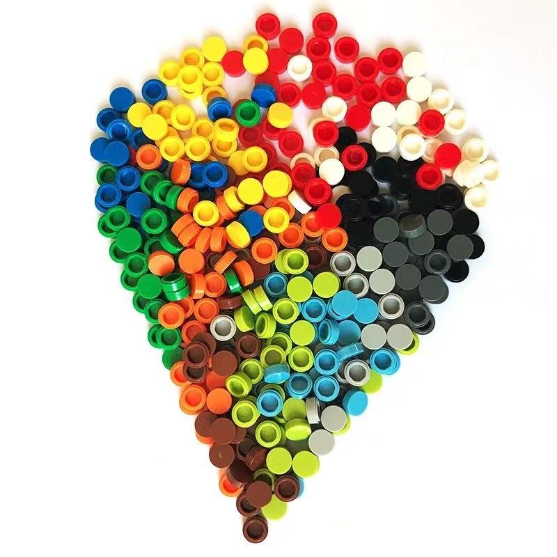 1000 Stück Stadt Bausteine Flache Fliese 1x1 Runde Steine DIY Erleuchten Bausteine Teile 98138 Bausteine für Jungen Mädchen Geschenke Kinder