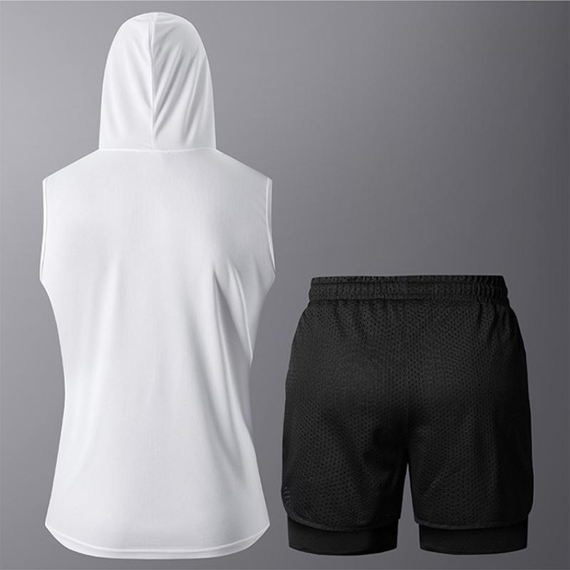Tank Top + Shorts Sets Men Summer Tennis Activewear Running Basketball Training Wear Sleeveless Vest 2 Pcs Tracksuit