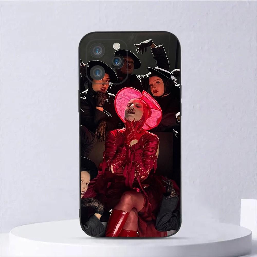 Custodia per Telefono con Album di L-Lady G-Gaga Per iPhone 16,15,14,13,12,11,Plus,Pro Max,XS,X,XR,SE,Mini,8,7 Cover Nera in Morbido Silicone