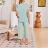 Women's Casual Printed Short Sleeve Loose Fit T-Shirt and Capri Pants Lounge Set Soft Comfortable Fabric Relaxed Home Wear