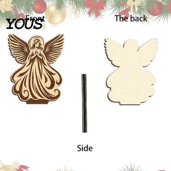 Christmas Atmosphere Supplies Wooden Candle Holder, Praying Angel Tabletop Tealight Stand, Religious Stable Base Decorative Candlestick for