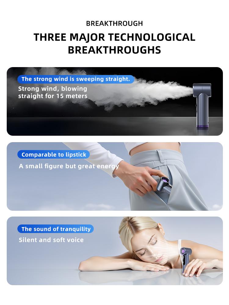 Portable Handheld Fan High Speed Cooling Fans 199 Wind Speed Adjustable 2000mAh Rechargeable Mini Foldable Air Cooling Turbo Fan