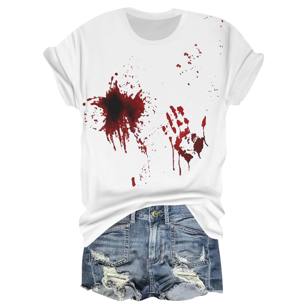 Dámské ležérní tričko s kulatým výstřihem a krátkým rukávem s halloweenským potiskem