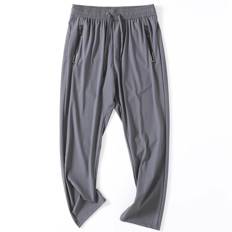 Export Export Tail Single Summer Thin Straight-leg Casual Pants Men's Fashion Brand Ankle Banded Ice Silk Quick-Drying Stretch Sports Pants
