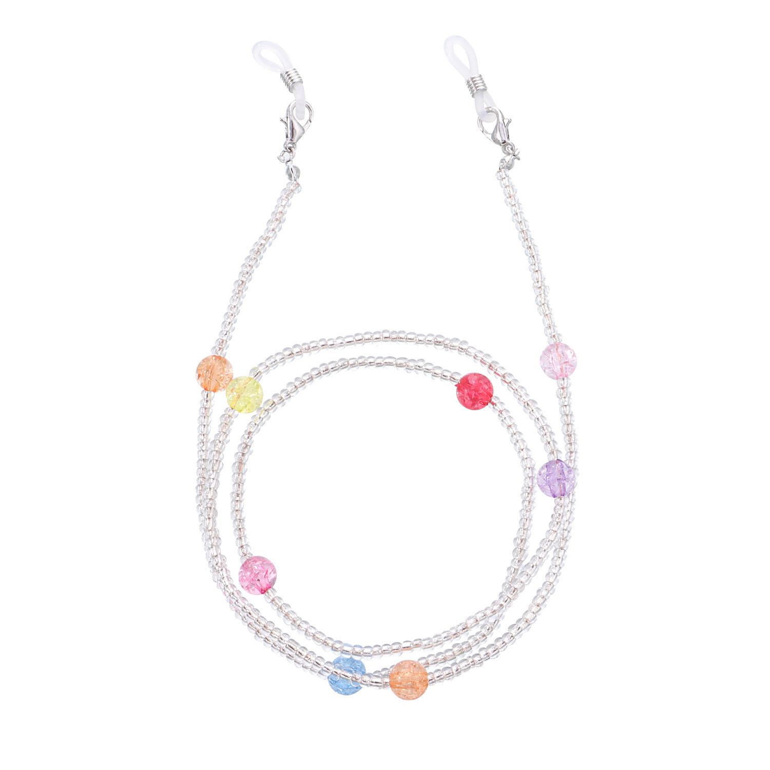

Accessories, fashionable color mixed and matched round bead glasses chain, new transparent rice beads handmade wear