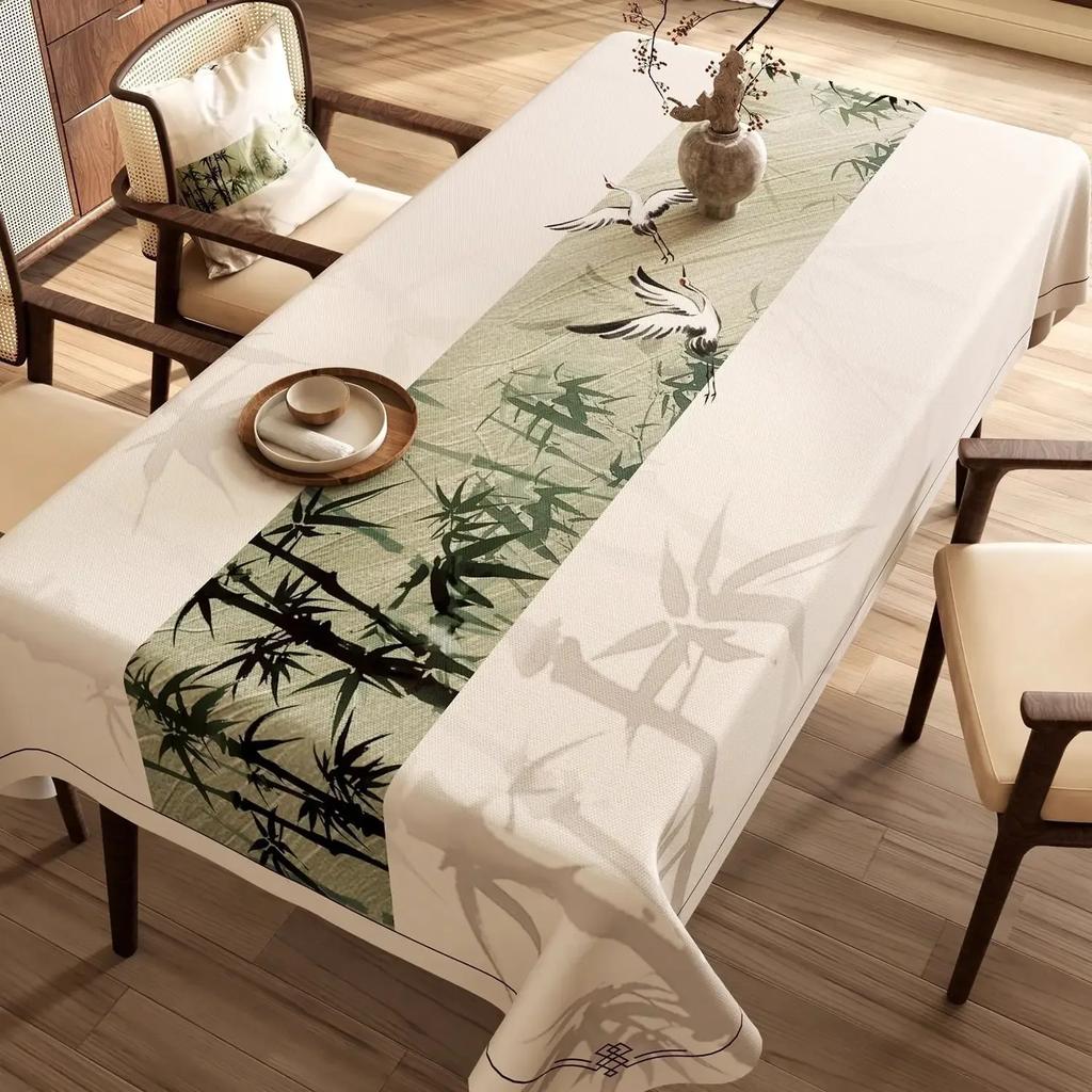 Chinese Landscape Printed Table Cloth High End Chinese Style Tea Table Cover Cloth Flower Landscape Lint Dustproof Table Mat
