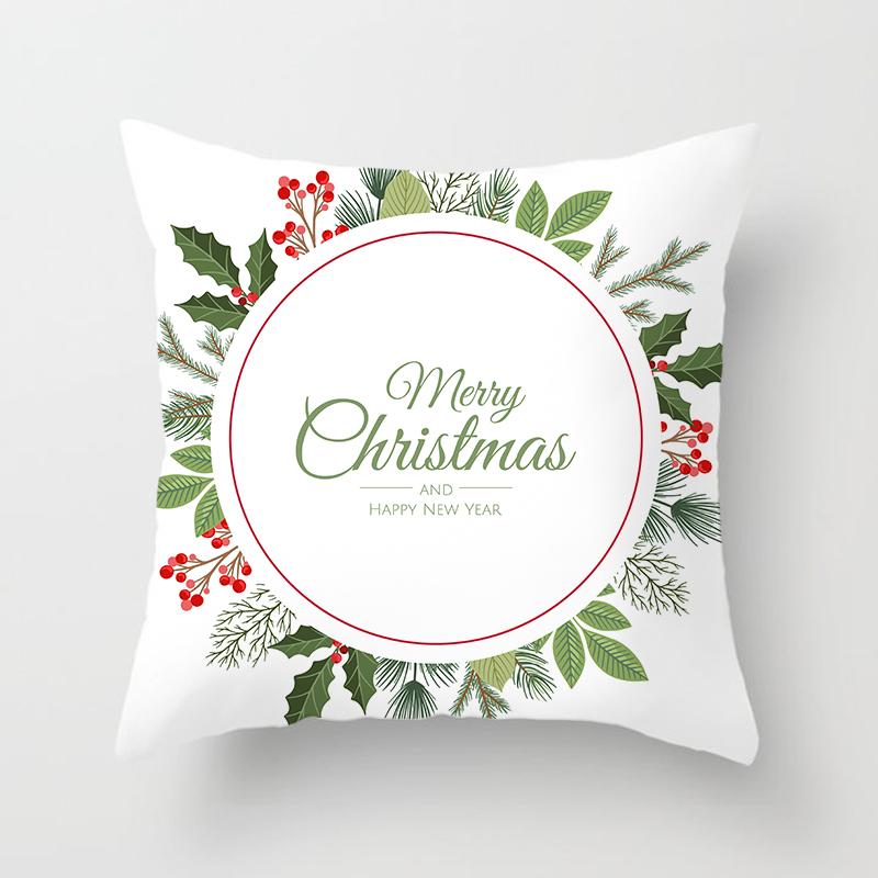 Merry Christmas Printed White Pillowcase  Style Cushion Cover Home Sofa Decoration