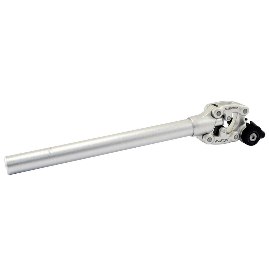 SR SUNTOUR SP12 NCX Suspension Seat Post with Protective Cover VK2297 27.2X400mm, Silver,