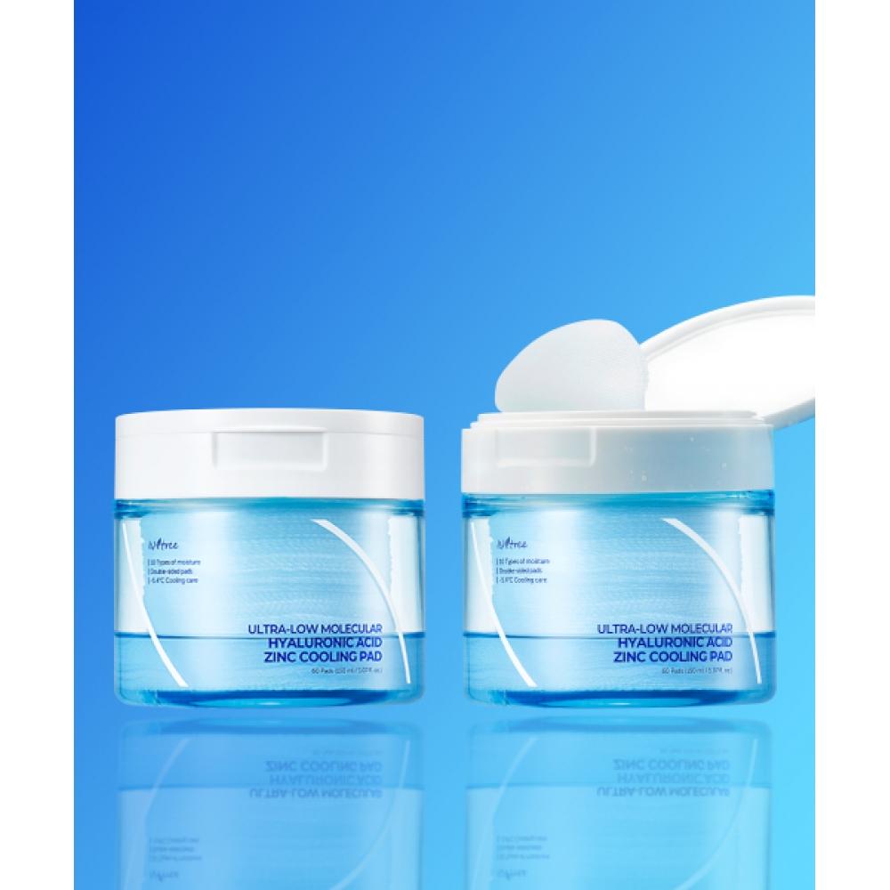 Isntree [2pack] Ultra Low Molecule Hyaluronic Acid Zinc Cooling Pad 60 Sheets none