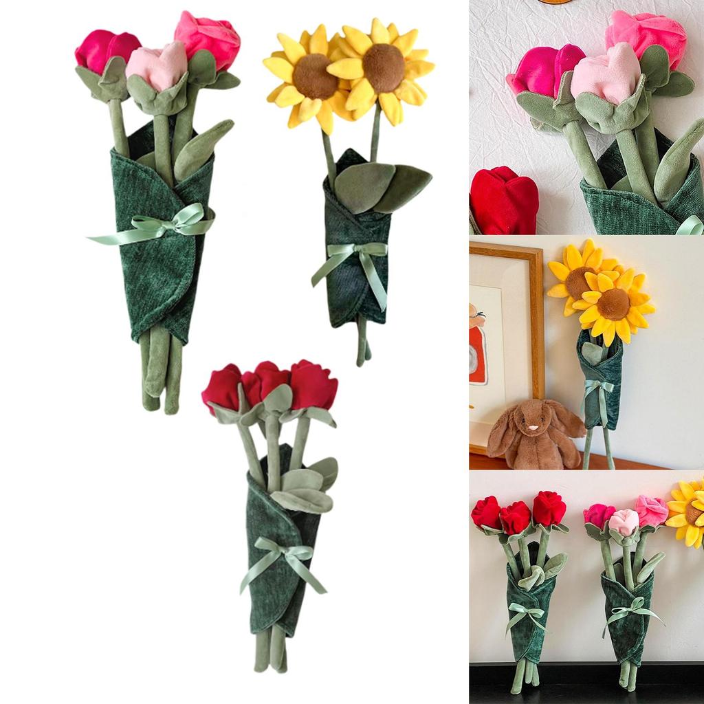 Söt Blombukett med Dockor, Rolig, Mjuk, Heminredning, Söt, Kreativ Vacker för Kvinnor Hustru Dotter Alla hjärtans dag