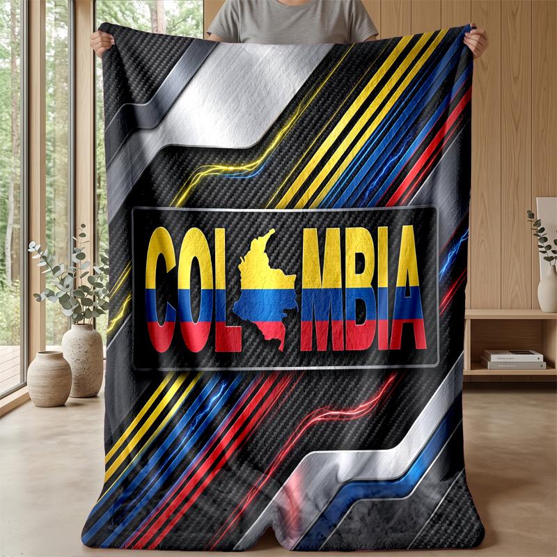 Colombia Football Printed Flannel Blanket Skin Friendly Warm Decorative Throw for Indoor Couch Bed Daily Use