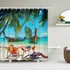 High Quality Sunny Sea Beach Scenery Fabric Shower Curtain Waterproof Printing Bath Curtains For Bathroom Decorate With Hooks