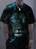 Mode Löwe 3D Gedrucktes Herren T-Shirt Lässiges schnelltrocknendes T-Shirt Tier Muster Oberteil Kurzarm Übergröße Herrenkleidung Streetwear