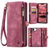 Wallet Case for iPhone 16e - Leather/PU, Red, With Lanyard