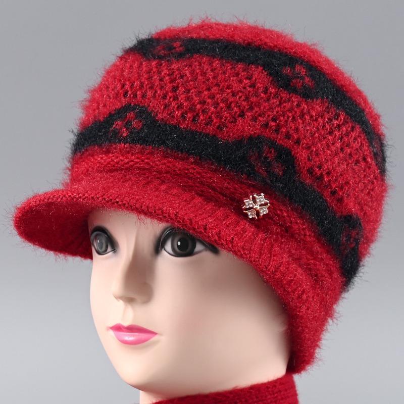 Winter New Velvet Warm Wife Hat Versatile Old Hat Women's Cold-proof Knitted Wool Hat