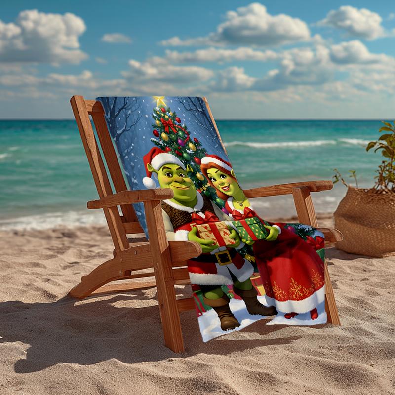 Ultra-weiches Strandtuch mit Shrek-Thema, ideal für Pool - Camping, Tauchen - Perfekter Reisebegleiter, Lebendiges Strandtuch.