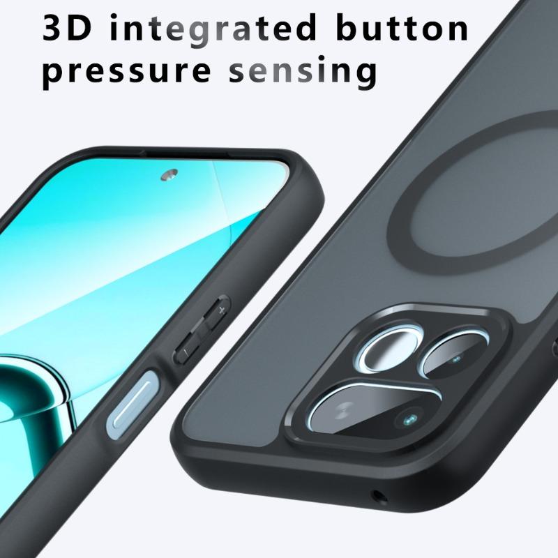 Magnetic Wireless Charging Case For Realme 16T Acrylic Matte Shockproof Transparent Cover For OPPO Realme 16T Hard PC Bumper