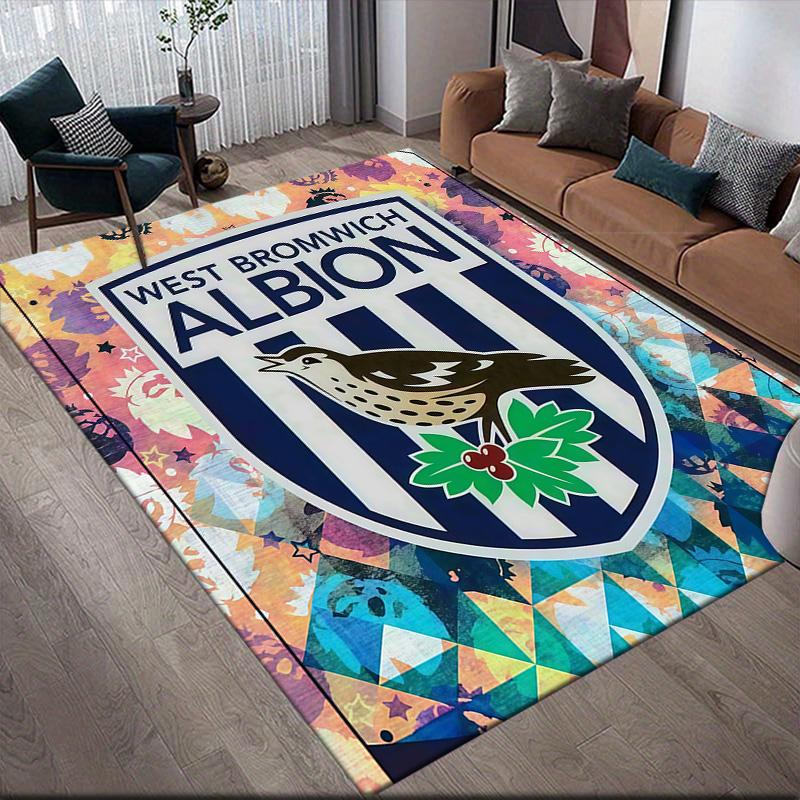 West Brom Flannel Pattern Square Carpet,Area Rug,Carpet Rug for Living Room Bedroom Sofa Playroom Decor,Non-slip Floor Mat