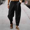 Men Cotton Linen Pants Summer and Autumn Solid High Waist Wide-Leg Trousers Male Loose Hemp Casual Breathable Sports Pants