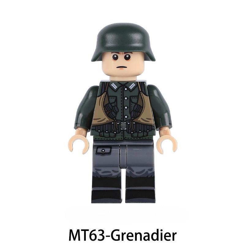 WW2  Army Navy Soldiers Building Blocks Artillery Infantry Gunner Coastal Commander Police Officer Motorcycle Bricks Toys