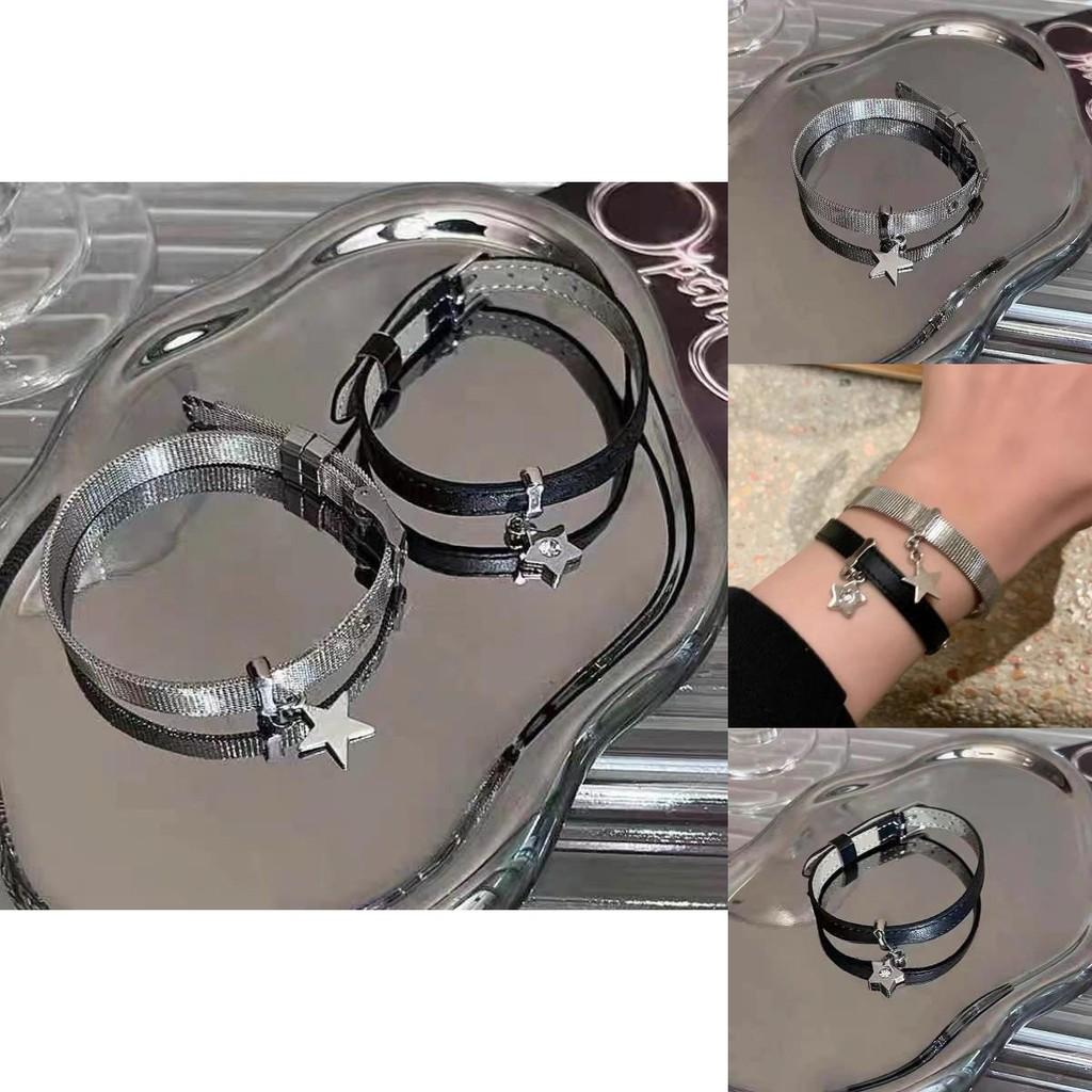 Star Y2k Cool Charm Bracelet Adjustable Leather Wristband 2024 Summer Trend