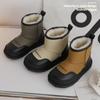 ins Paris wind children snow boots autumn and winter boys and girls thick hair warm one pedal