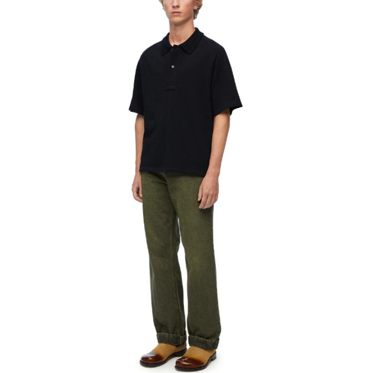 LOEWE Polo Shirts Men's Black Polo Collar Moderate Straight Fit H526Y23X43-1100