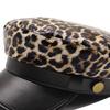 Leopard Beret Leather Lace Octagonal Hat Versatile, Premium Pu Military Hat Outdoor Wig Hat