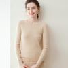 Lekasha Pure Cashmere Seamless Vertical Stripe Round Neck Base Layer Shirt for Autumn/Winter