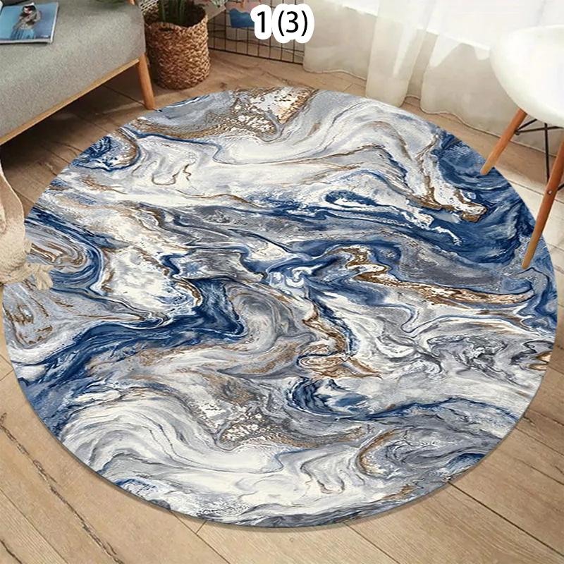 Luxurious Marble Colour Nature Black Gold Round Carpet Rug for Bedroom Living Room Decoration,pet Decor Floor Mat Bedroom
