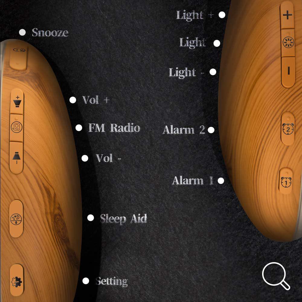 Wake-Up Light Alarm Clock with LED Sunrise/Sunset Simulation, FM Radio, and Colorful Night Lamp