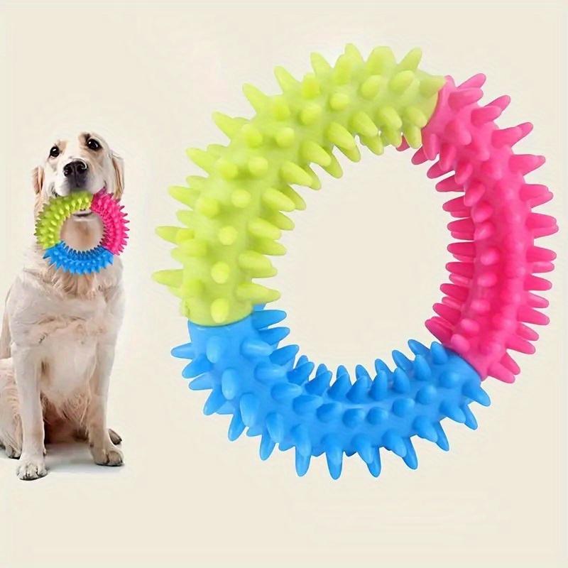 1PC Colored Dog Gnawing Thorn Ring Toy, Bite-resistant Rubber Tooth Grinding Toothbrush Ring, Pet Interactive Training Play and Dental Health Care
