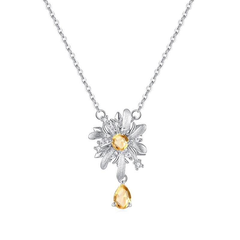 Rotatable fireworks s925 sterling silver jewelry set, light luxury, natural crystal necklace ring, two-piece jewelry gift.