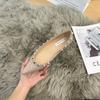 Shallow Mouth 3 Cm Rivet Nude Pointed Soft Patent Leather French Temperament Single Shoes Women's Versatile Commuter Women's Shoes