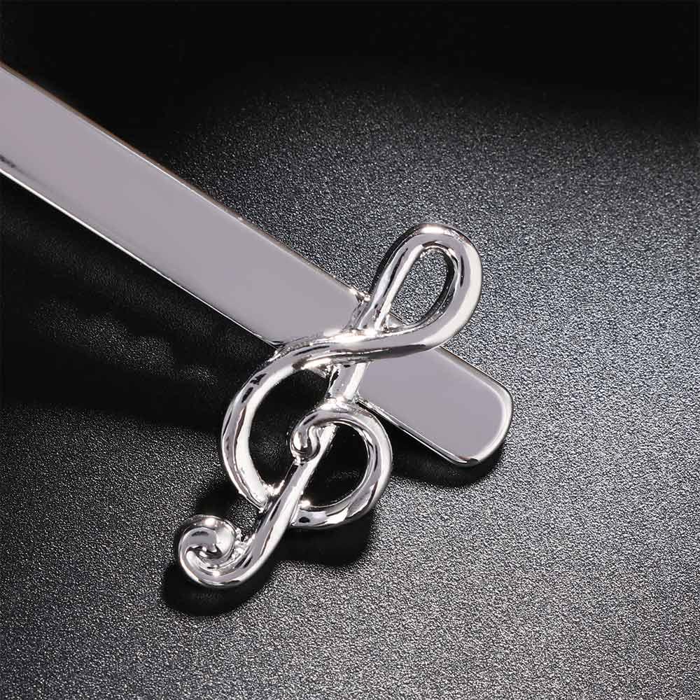 Vintage Silver Color Necktie Clips Musical Note Men Jewelry Necktie Pin for Shirt Clasp Tie Pin