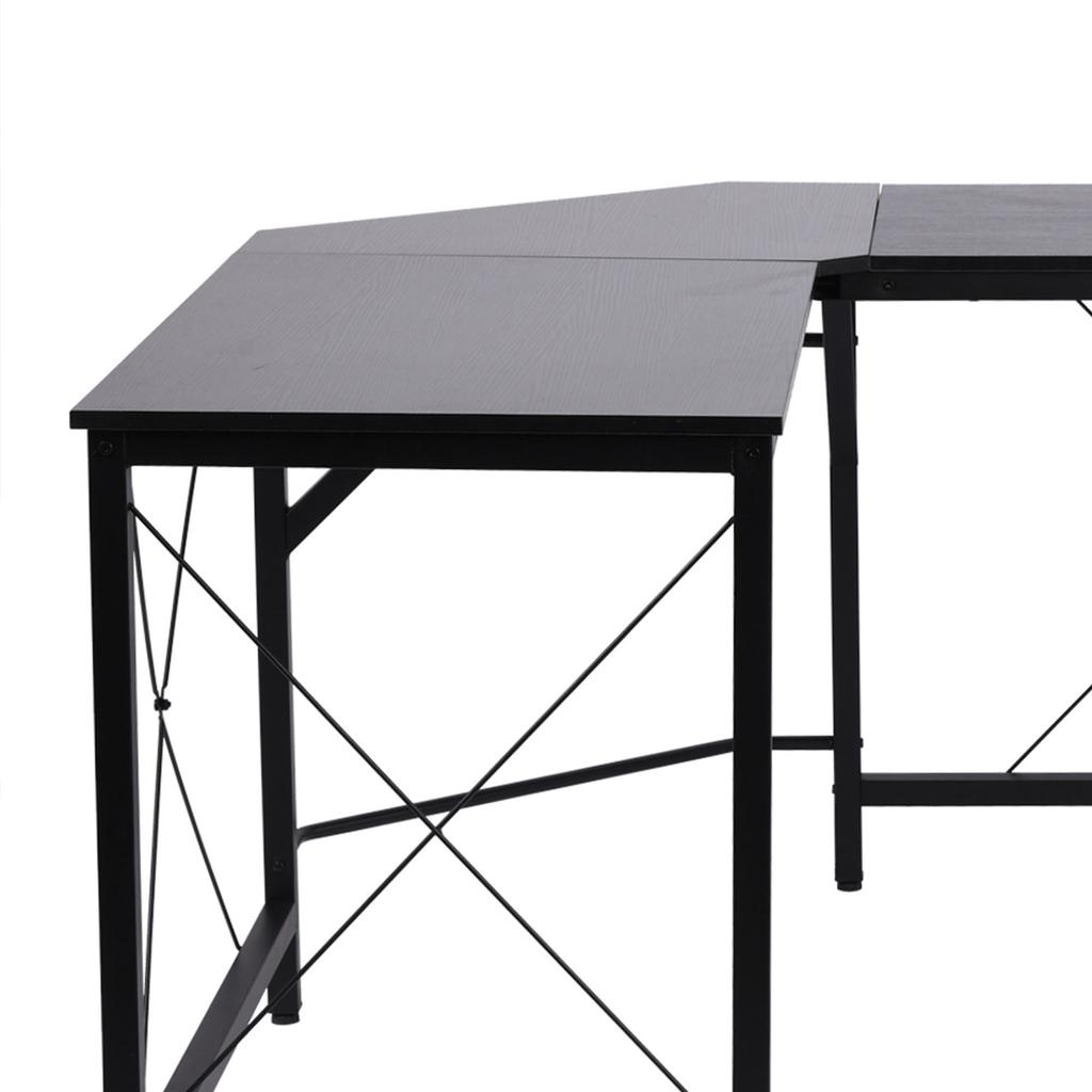 L-Shaped Corner Desk, Computer Desk for Home Office, Space-Saving Study Workstation, Easy To Assemble, 150 X 150 X 76cm, Black