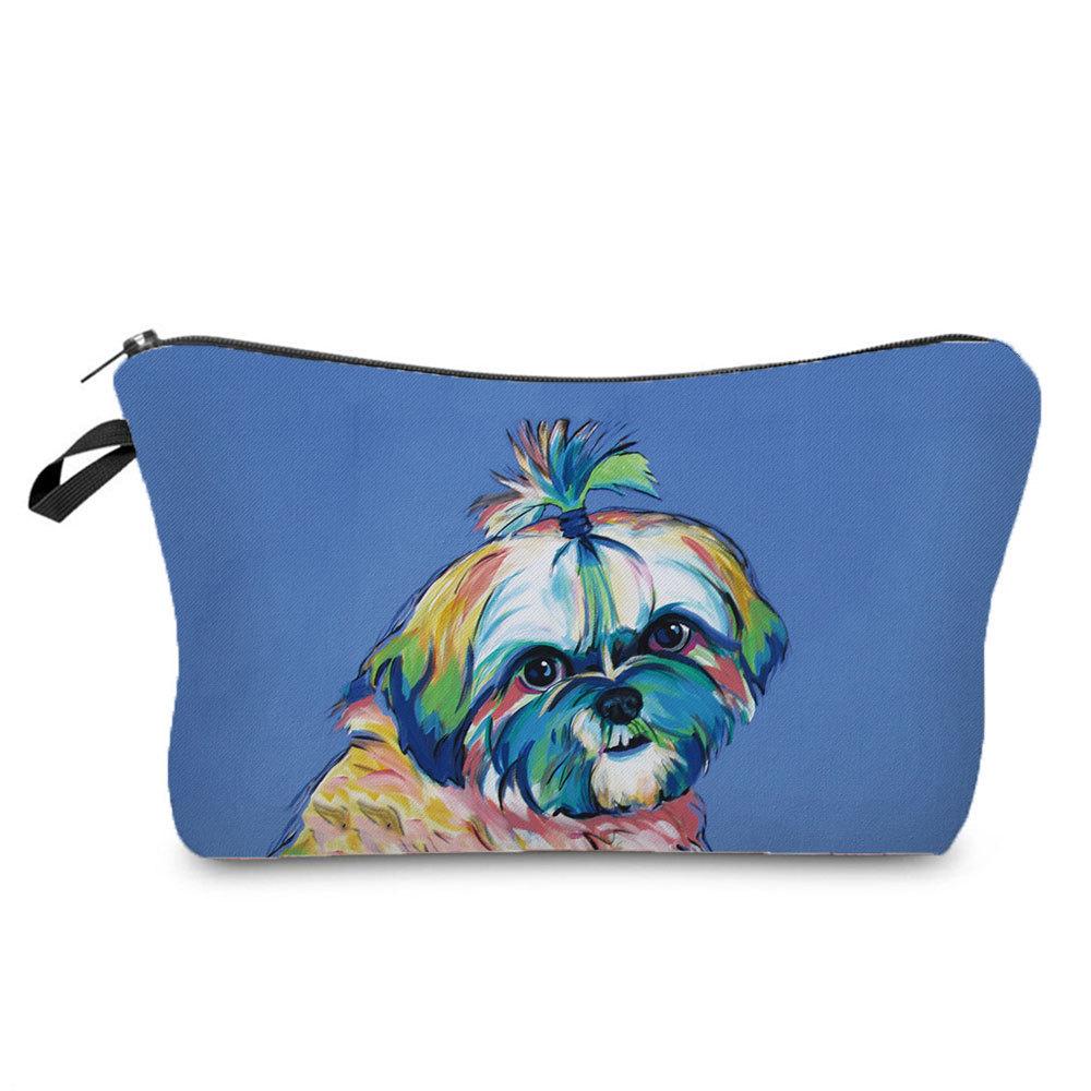 Women Dog Print Cosmetic Bag Toiletries Organize Travel Storage Case 6773