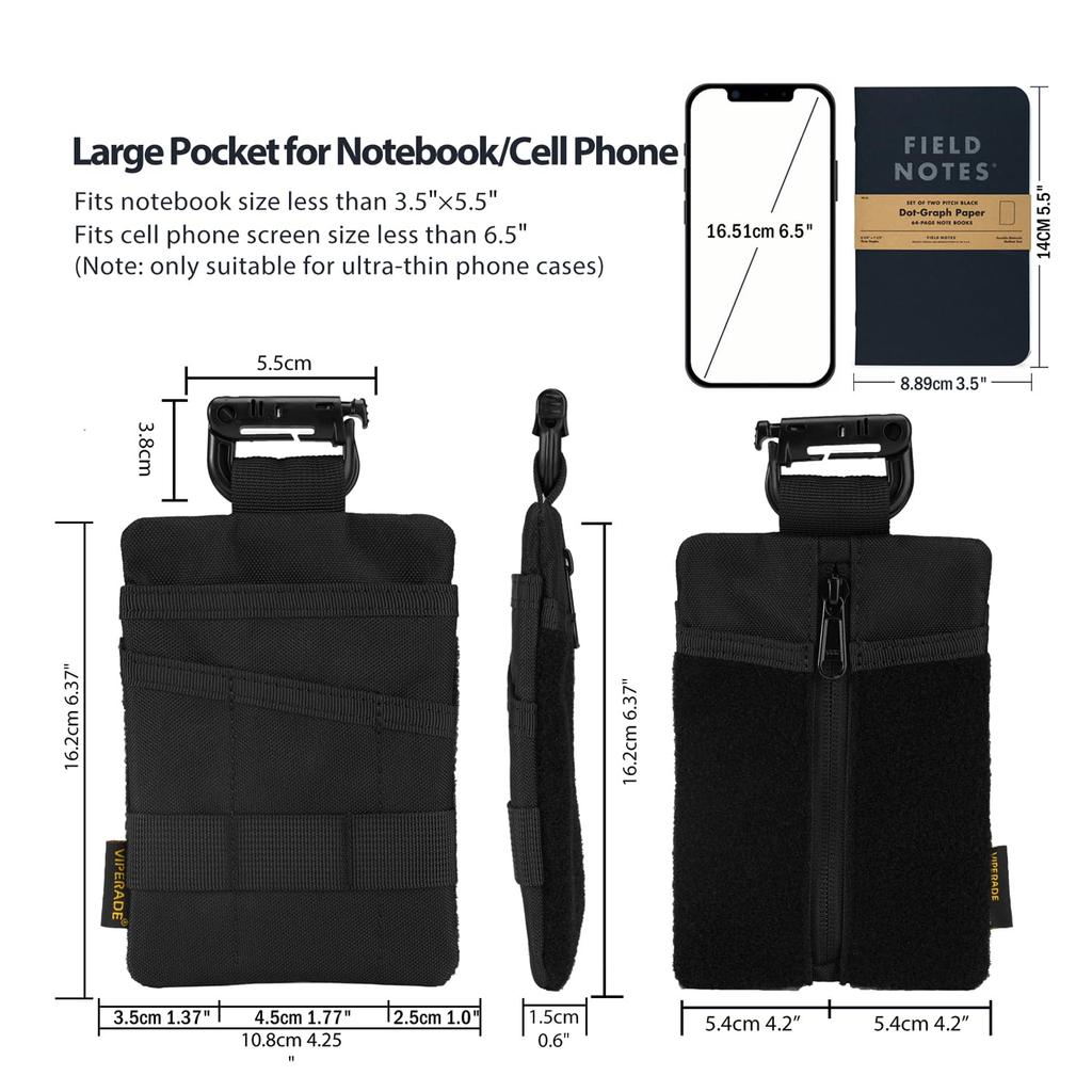 VIPERADE VE25 EDC EDC Pocket Organizer with DIY 7 Pocket EDC Organizer for Everyday Carry Velcro Multi Tool Pouch EDC Pocket Pouch for EDC Gear Pouch,