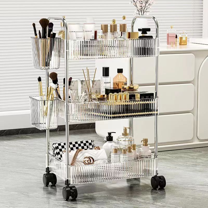 Transparenter Rollwagen Organizer Ständer Badezimmer Organizer Ständer Umzugs-Organizer Regal mit Rad