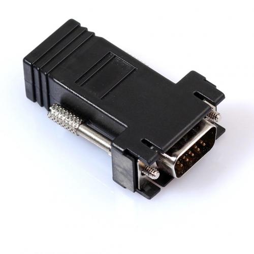 

Удлинитель VGA Male to LAN CAT5 CAT6 RJ45 Female Сетевой кабельный адаптер Комплект ПК ноутбук DVR Медиацентр Удобный в использовании чёрный