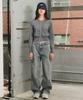 OIOI COLLECTION Women'S Vintage Tuck Wide Denim Pants [Sand Blue]