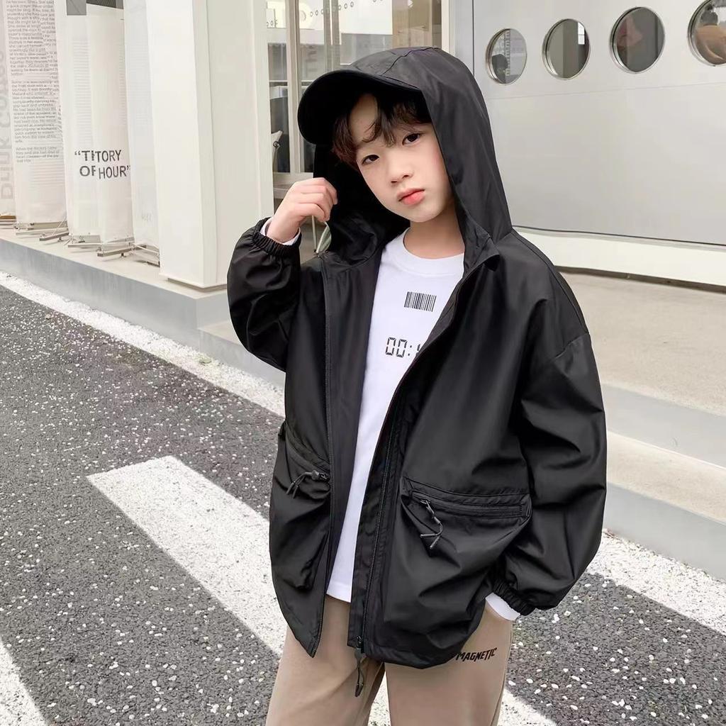 Boys Windbreak Jackets Spring Kids Zipper Warm Tracksuit Coats Autumn Children's Clothing Teen Hooded Outerwear 4-14 Years