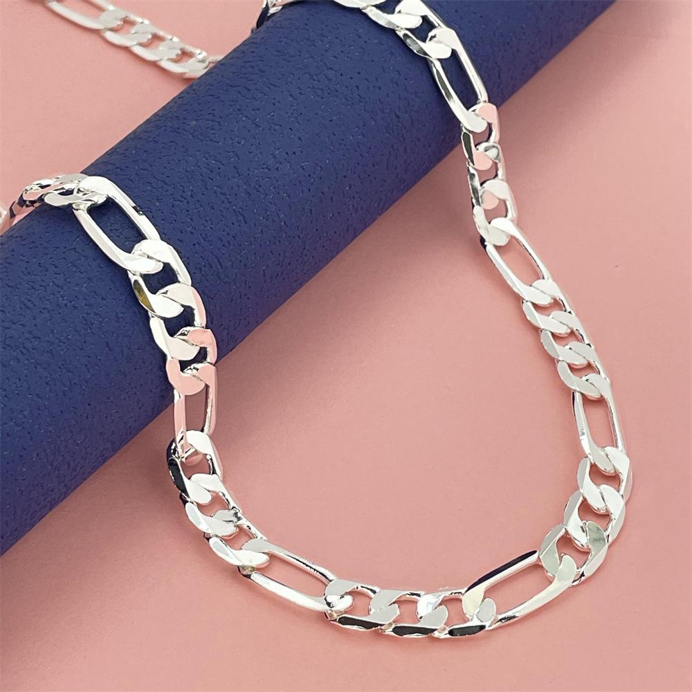 Collier à maillons en argent pour femme et homme, bijou tendance de haute qualité, chaîne Figaro